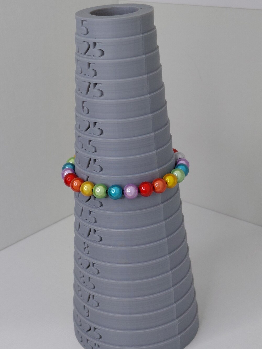 Hand Made Stretch Rainbow Bead Bracelet - Multicolor 7 Inches - Picture 2 of 11